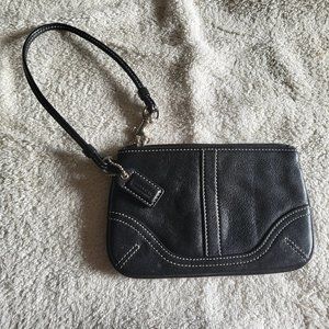 Coach Authentic Black Leather Wristlet